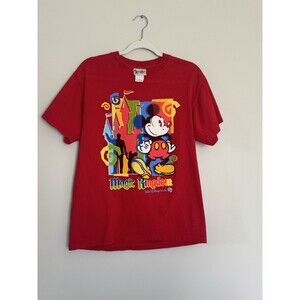 Vintage Disney World Shirt Womens Small World Red Mickey Mouse Magic Kingdom